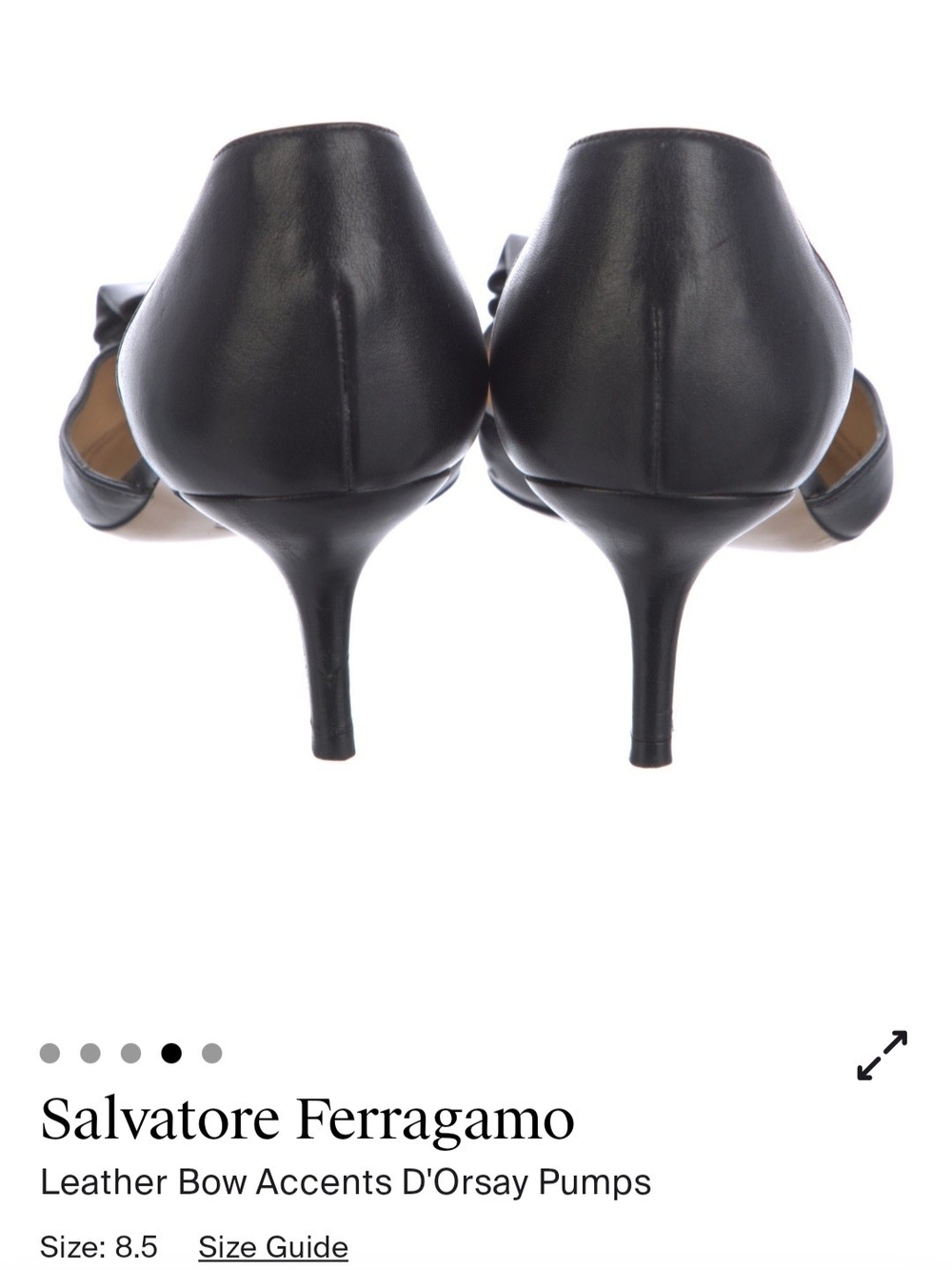 Salvatore Ferragamo Black Leather D'Orsay Pumps with Bow Accent - Picture 3 of 4